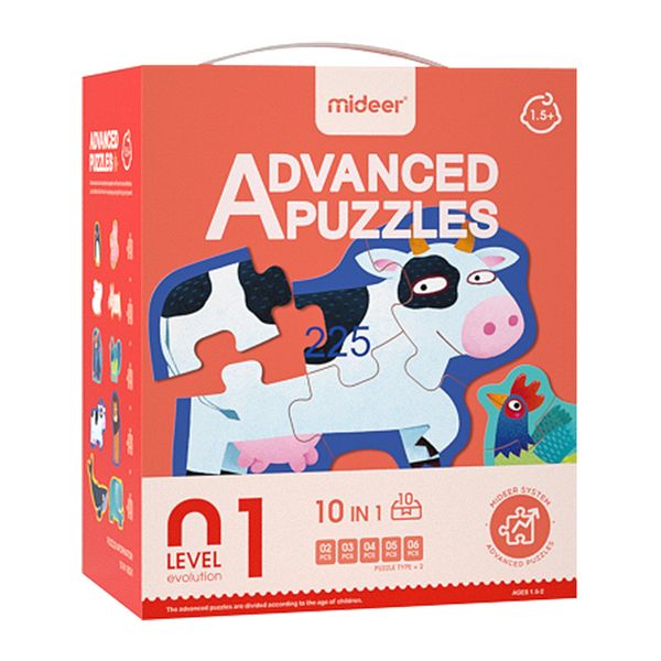 Mideer 10-in-1 Level Up Puzzle: Level 1 Simple Animal
