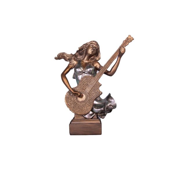 Gold Statue - Lady Playing Guitar Home Decor Ornament