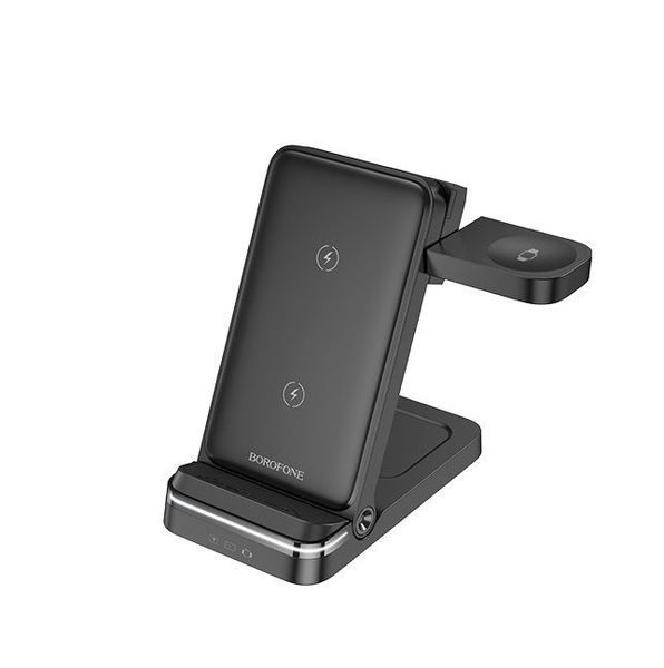 3-in-1 Foldable Wireless Fast Charger Phone, Watch &amp; Earbuds Dock Borofone