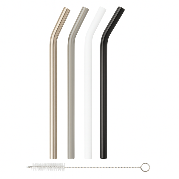 Antique Reusable Smoothie Straight Color Glass Straws With Cleaning Brush