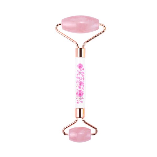 GODDESSA Authentic Rose Quartz Stone Facial Derma Roller (Ceramic Pink)