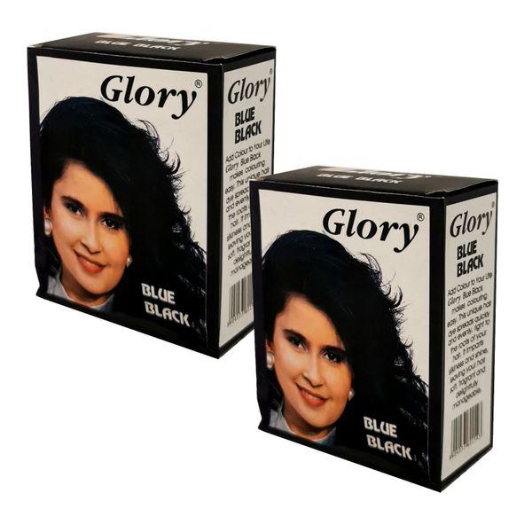 Glory Henna Natural Hair dye - Ammonia Free - Blue Black - 2 Pack