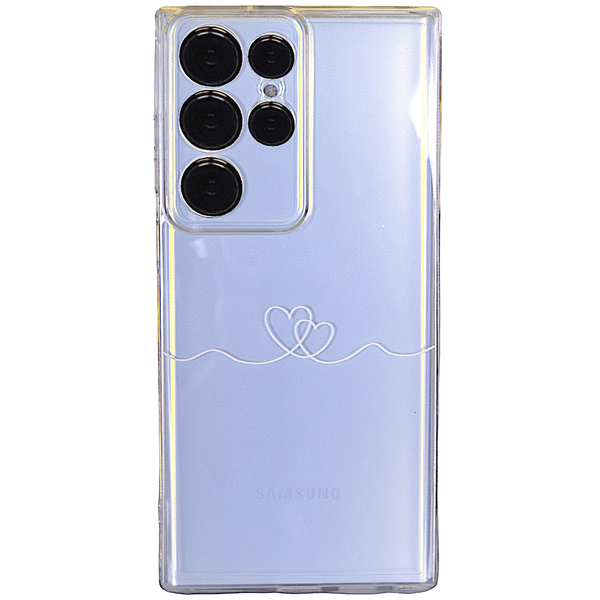 Clear Phone Case with Connected Hearts - compatible with Samsung S23 Ultra