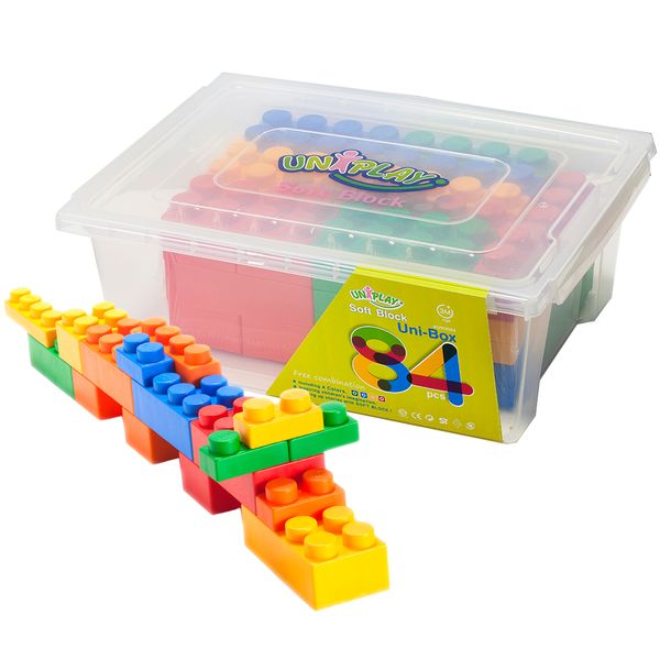 Greenbean Jumbo Educational Mixed Soft Blocks Set in Storage Tub: 84 Pieces