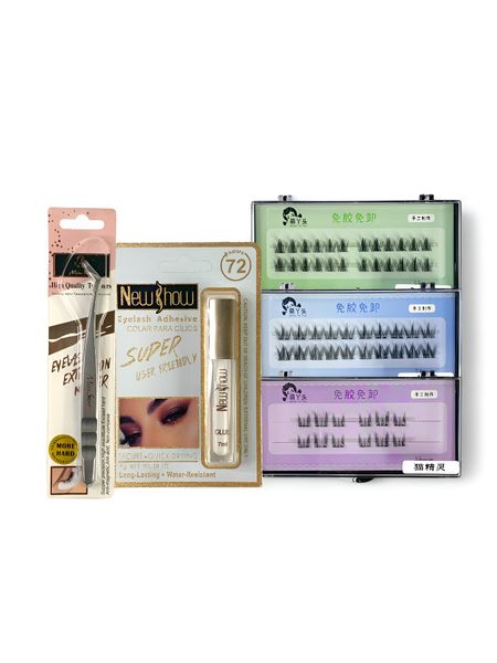 Eyelash Extension Kit - 3 Lash Sets, Eyelash Adhesive &amp; Eyelash Tweezer