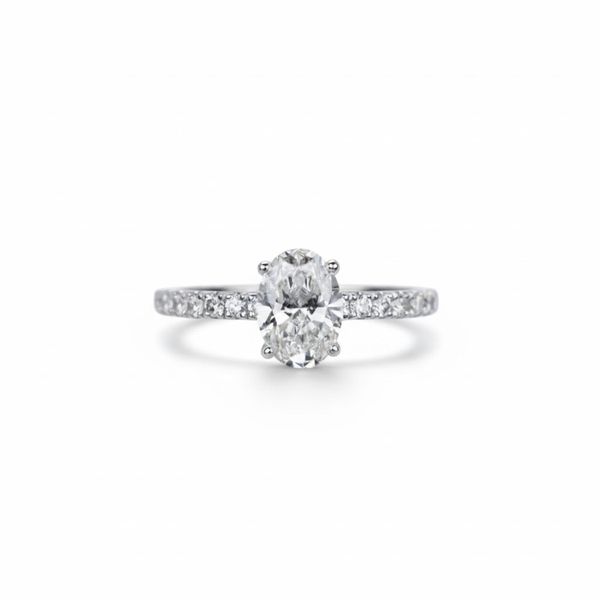 Omura 1ct Oval Cut Lab Grown Diamond Ring - 925 Sterling Silver
