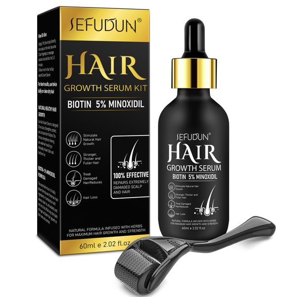 Hair Growth Serum- Treatment-Thicker- Fuller Hair -With Micro Needle Roller