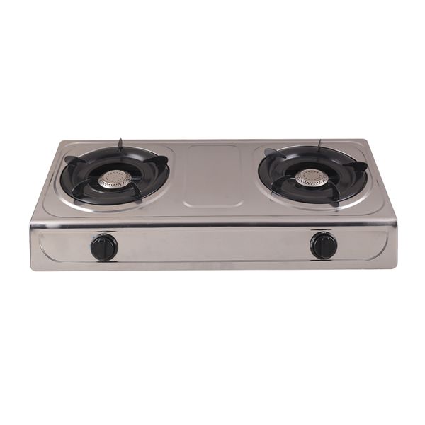 2 Plate Stainless Steel Gas Stove with Hose and Regulator