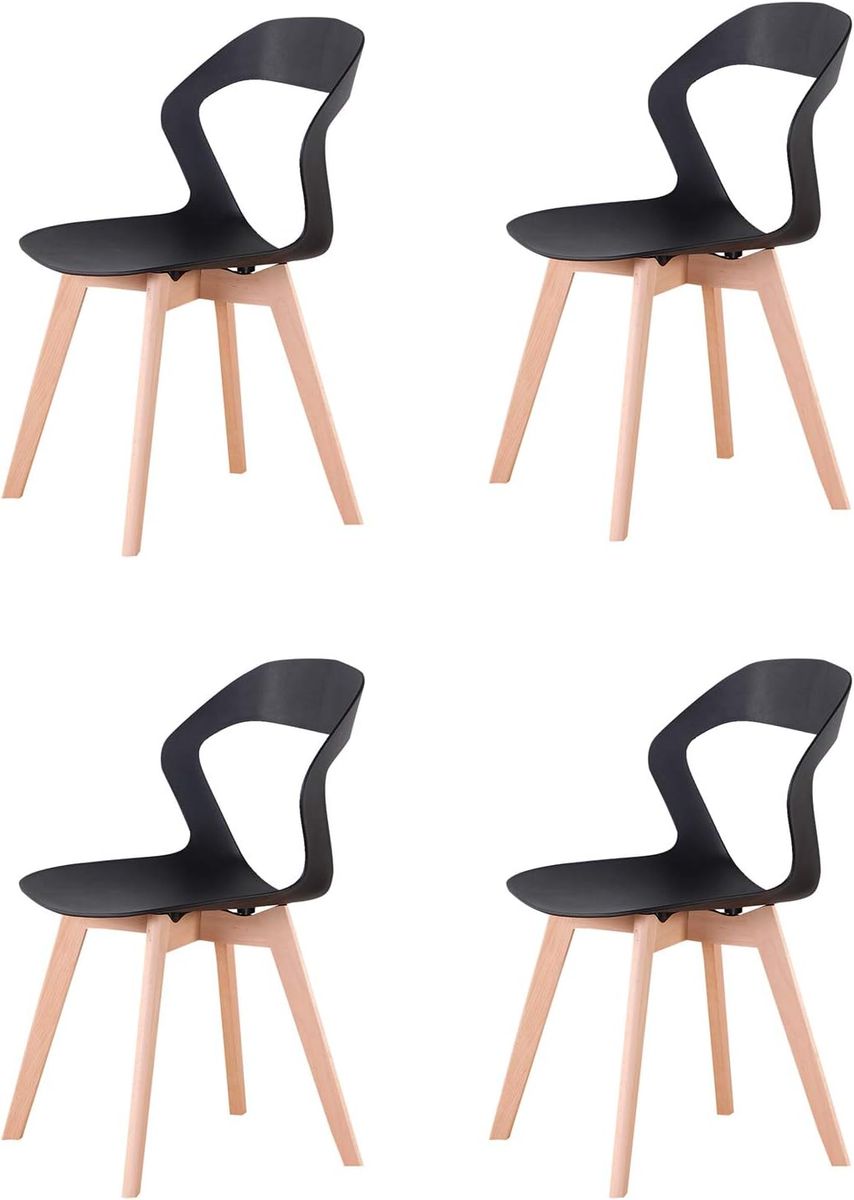 Plastic Kitchen Chair in Black, grey, white-4 Pack