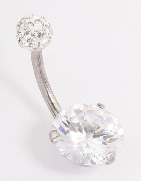 Lovisa Surgical Steel Cubic Zirconia Round Claw Belly Ring