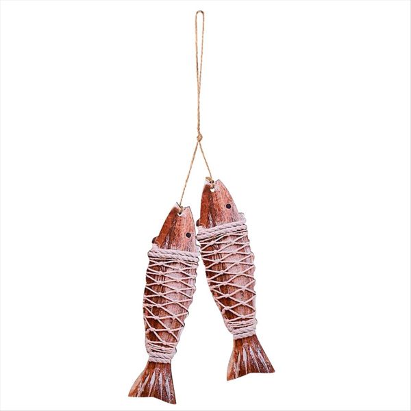 Fish-Shaped Wooden Pendant Decorative Beach Sign and Plaque