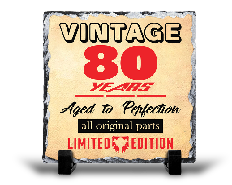 Vintage 80 Years 80th Birthday Gift Novelty Rock Slate