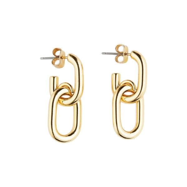 Chunky Double Chain Link Earrings - Gold