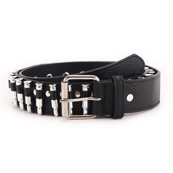 New Fashion Men's Bullet Nail Belt Black