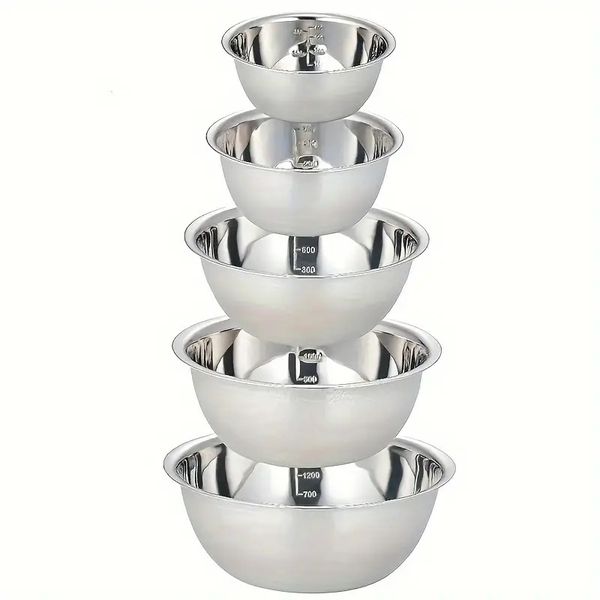 Stainless Steel Mixing Bowl With Scale - 5 Piece (YKR052)
