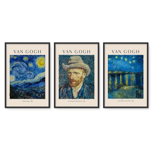 Cape Art Framed Canvas 3 Piece 40x60cm Van Gogh Masterpieces