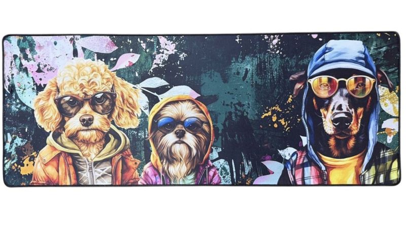 Versatile Desk/Kitchen/Bar Mat - Grafitti Funky Dogs