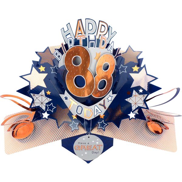Happy 88th Birthday 3D Pop Up Card - Male