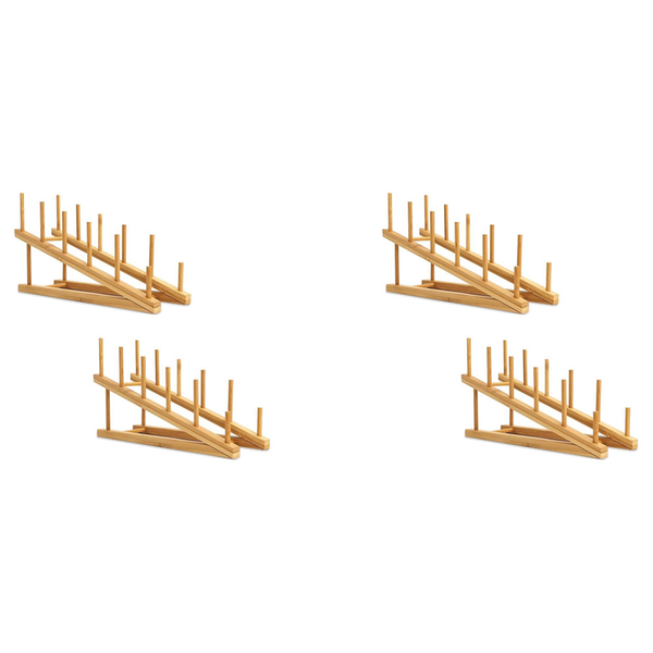 2 Pcs Wooden Dish Rack Bamboo Pot Lid Holder Kitchen For Dish Plate