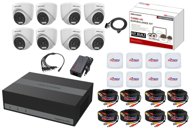 Hikvision 8CH eDVR Dome CCTV Kit -1TB Built-in SSD and Zatech ready cable