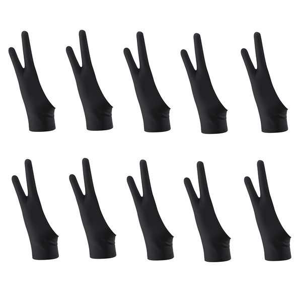 10 Pack Artist Drawing 2 Finger Anti-Fouling Drawing Gloves (M)