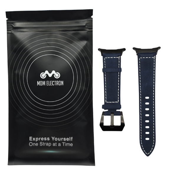 Suade Infused Leather Strap Compatible With Samsung Galaxy Watch 8-Navy