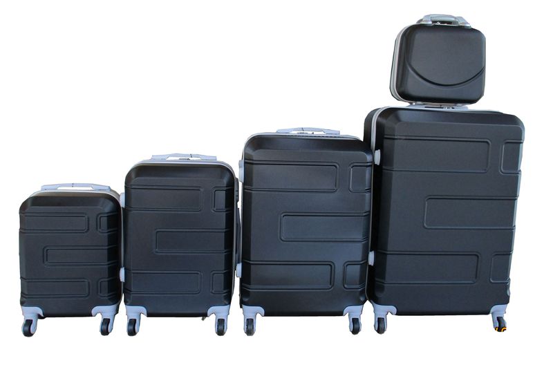 5 Suitcases Travel Trolley Luggage Set - Black
