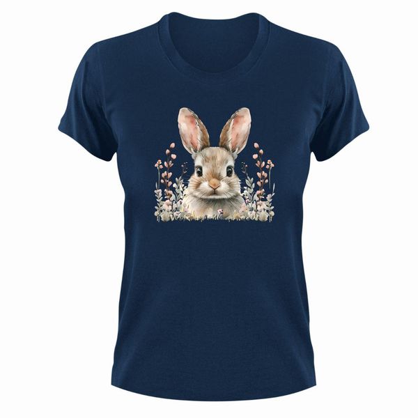 Rabbit 3 T-Shirt Gift Navy for Christmas Birthday Cute Asleep