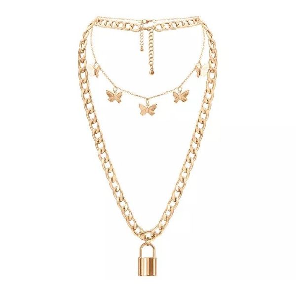 Layered Necklace for Women - Lock Pendent