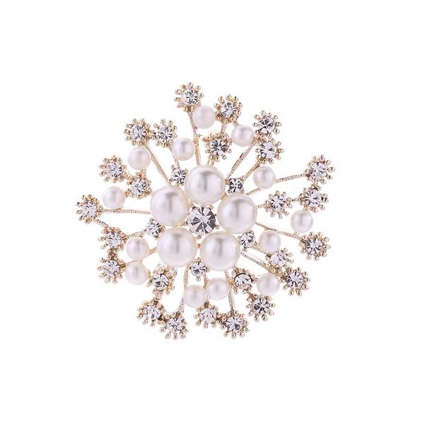 Women Alloy Pearl Rhinestone Brooch