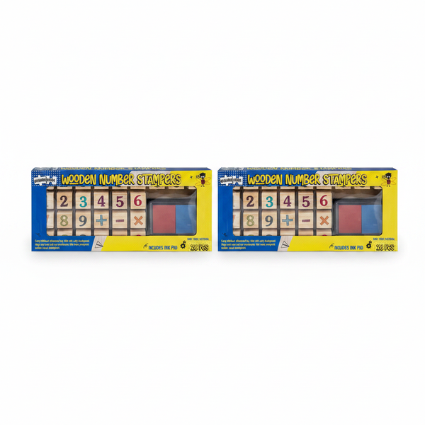 Growing Minds Wooden Letter and Number Stamper Set for Crafts - - 2 Pack