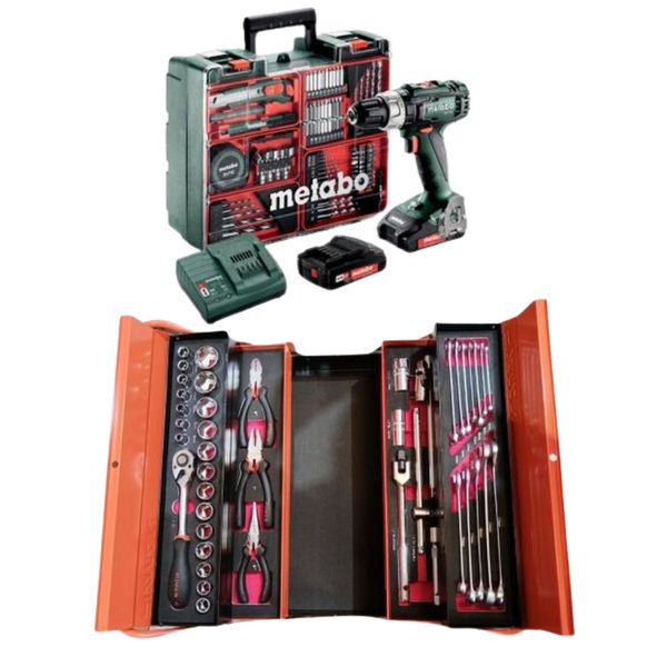 Fixman - 42Pce Mechanic Toolbox &amp; Metabo Cordless Hammer Drill - SB18L Set
