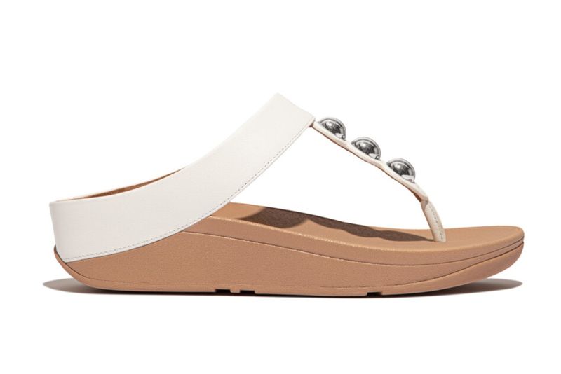 FitFlop Fino Mirror-Dome Leather Urban White