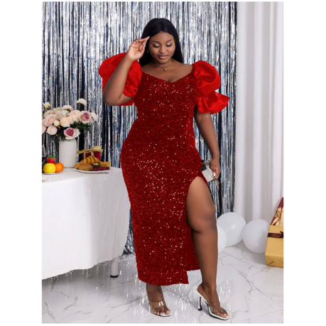 Woman s Evening Party Dress Plus Size Sequin Dress Puff Sleeve Glitter Shop Today. Get it Tomorrow takealot