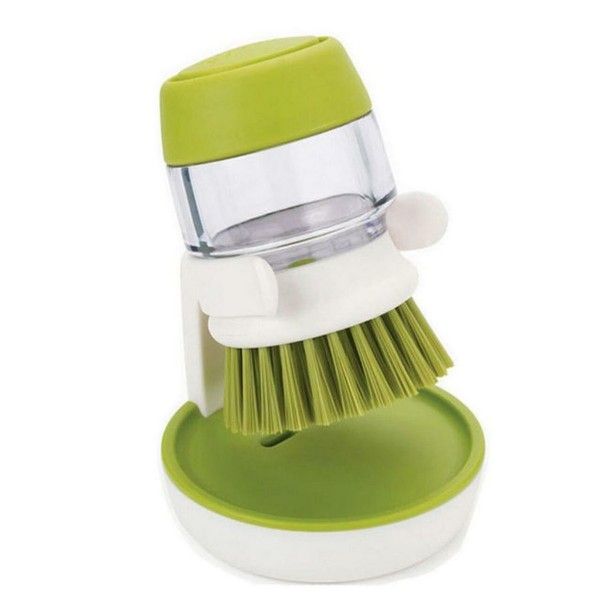 Soap Dispensing Palm Brush With Storage Stand- Green