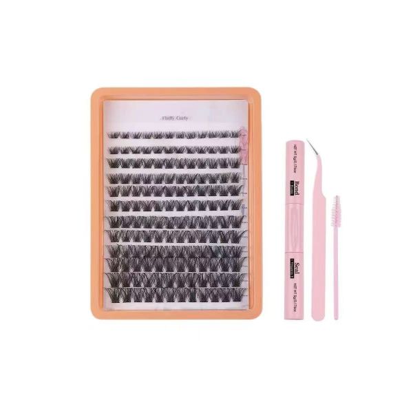 Eyelash Extension Kit DIY 144 Pieces Eyelash Cluster Kit, 8-16mm Mixed
