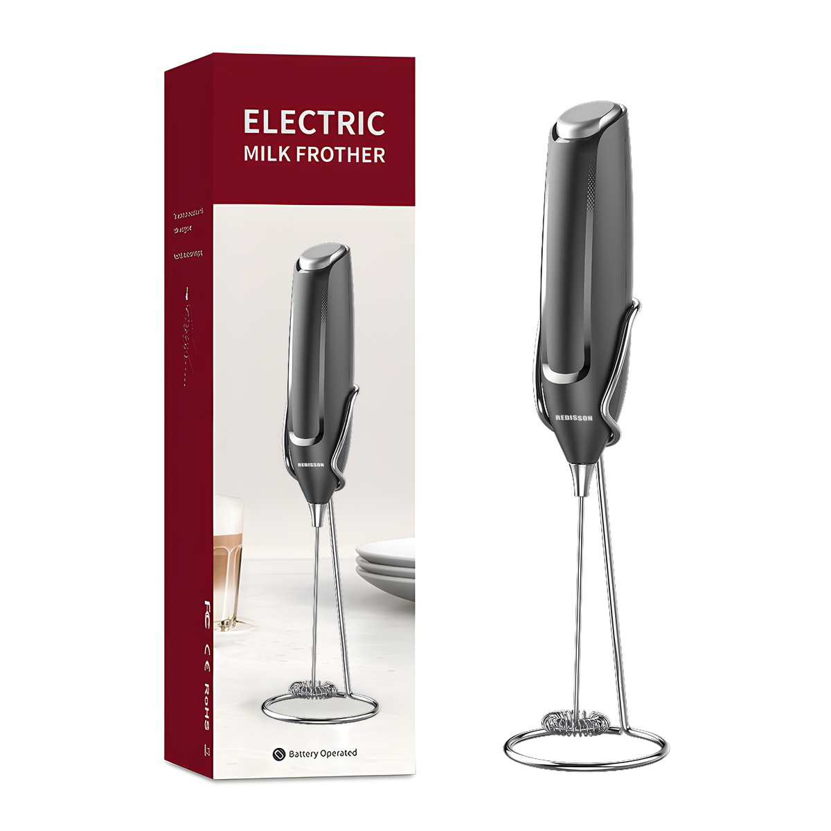 Redisson Electric Milk Frother with Stainless Steel Stand