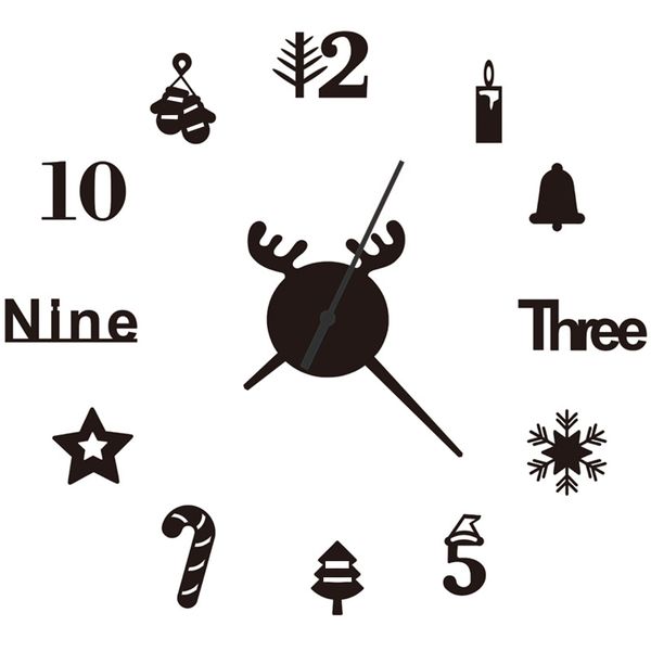 Christmas Design DIY 3D Wall Sticker Clock for Family Office Decor