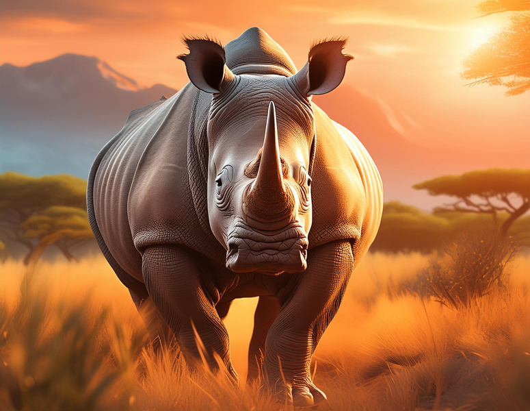 Rooted Art Rhino - Home Decor Wall Art (580)