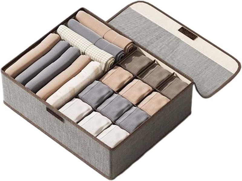 13 Pocket Drawer Organizer Box with Lid for Socks Underwear Closet Storage