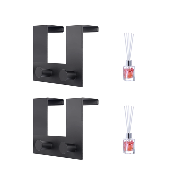 2 Hook Matte Black Metal Door Hook with 30ml Reed Aroma Diffuser - 2 Pack