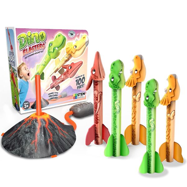 Dinosaur Rocket Launcher Volcano 5 Pieces for Kids 100ft Launch Ages 3-12