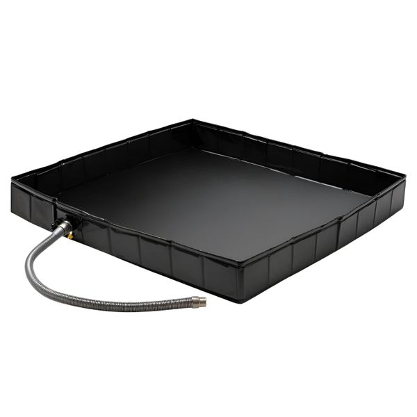 104 cm Portable PVC Square Shower Base with Drainage Hole - Black