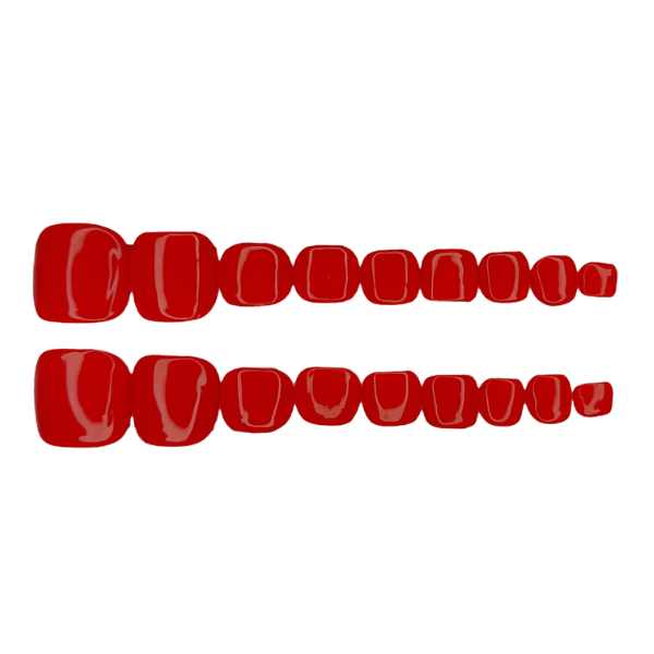 Luxury Press On Toe Nails - Red - 20 Piece - Nails by Nicole