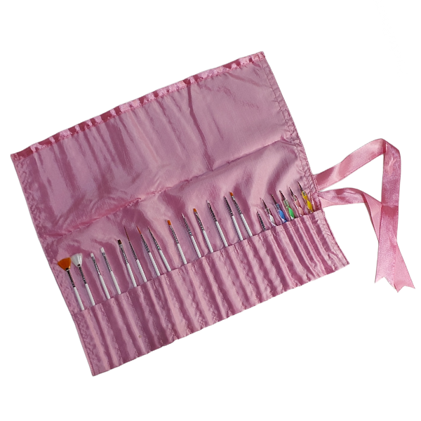 Professional Roll Up Nail Art Brush Bag &amp; Nail Art Brushes Set