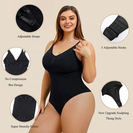 Seamless XS Womens Plunge Bodysuit Shapewear Bodysuit With Tummy