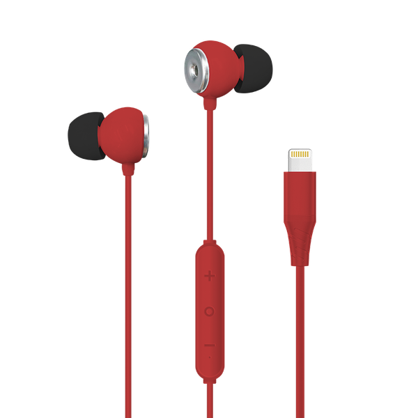 Helix Apple Ultrabuds Earphones with Lightning connector, microphone, Red