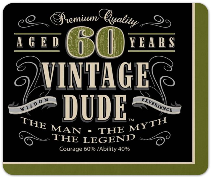 60th Birthday Aged 60 Years Vintage Dude For Him Gift Mousepad