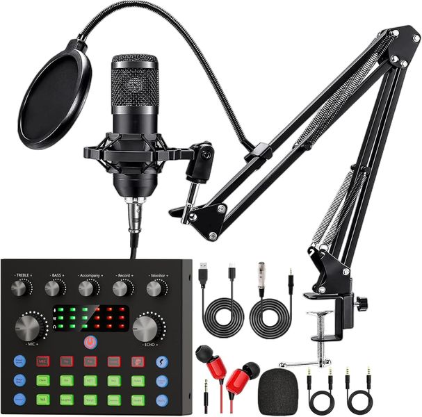 Podcast Equipment Bundle, Recording Studio Set with Podcast Microphone