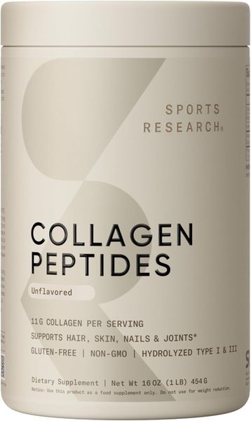 Sports Research Collagen Peptides for Healthy Skin, Nails, &amp; Joints [454g]